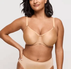NWT Prima Donna Satin Seamless Underwire Bra Sz 32 F (DDD) Cognac Beige Sexy - Picture 1 of 8