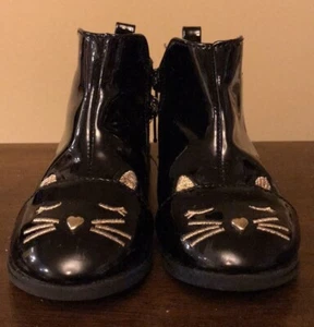 Children’s Place - Toddler Size 7 - Black Kitten Face Booties - Gently Used - Picture 1 of 3