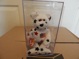 TY BEANIE BABIES GLORY BEAR JULY 4, 1997 MWMT ACRYLIC BOX TAG FELL OFF ERROR TAG - Picture 1 of 10