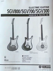 Yamaha SGV800 SGV700 SGV300 Electric Guitar Service Manual & Parts List Booklet. - Picture 1 of 1
