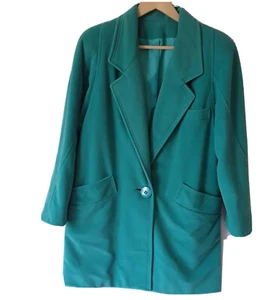 Jon Rico Mantel Damen M Vintage 80er gefüttert grün Samt einreihig Taschen - Bild 1 von 7