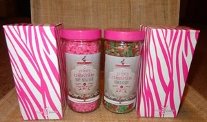 2 NEUE GLÄSER ROSA ZEBRA STREUSEL DUFTWACHS MELTS HAPPY NEW YEAR & BAND BONBONS - Bild 1 von 3