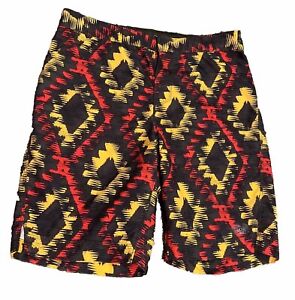 The North Face Board Shorts Swim Trunks Boys XL (18-20)  Geo Pattern Red Yellow