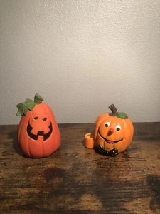 Vintage Halloween Uccg pumpkin figurine Ceramic Lot Of 2 - Picture 1 of 14
