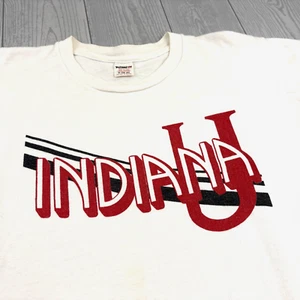 Vtg Indiana University Hoosiers T-shirt White Men's M USA NCAA 80s single stitch - Picture 1 of 7