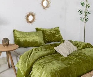 Zerkleinerter Samt Bettbezug Bettwäsche UO Bettdecke Quiltbezug mit 2 Pillenbezug - Bild 1 von 10