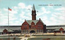 Union Station Railroad Depot Terre Haute Indiana 1926 postcard