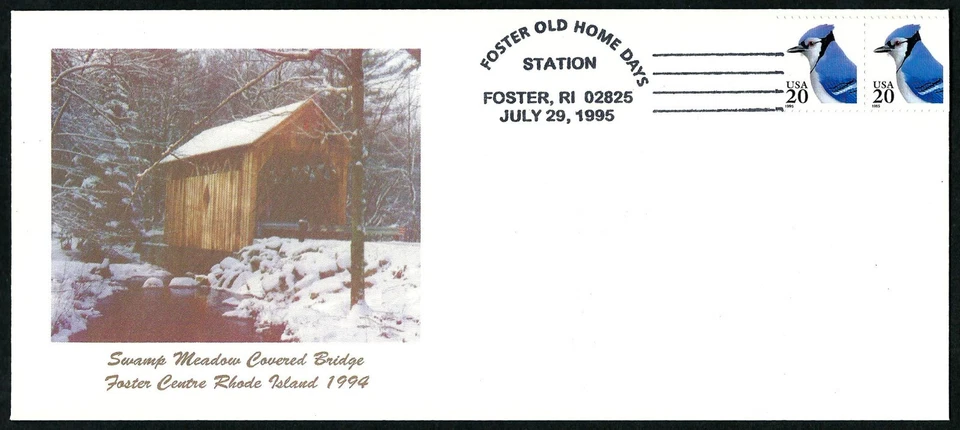 USA, SCOTT # 2483, EVENT COVER 1995 FOSTER OLD HOME, SWAMP MEADOW COVERED BRIDGE - Image 1 of 1
