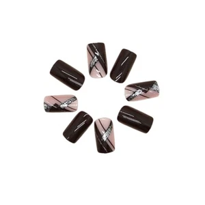 Press On Nails Reusable Square Glossy Nail Tips Nails Glue Gel Fake Nail Tip - Picture 1 of 7