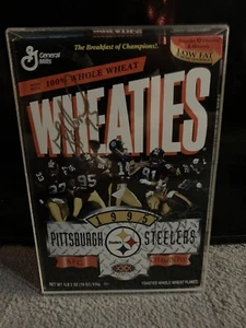 1995 Wheaties Box Pittsburgh Steelers AFC Champions Lloyd Thigpen Signed JSA - Picture 1 of 8