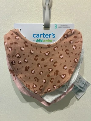 NOVO Pacote com 3 Babadores Bandana Rosa Safari Carter's Child of Mine - Imagem 1 de 2
