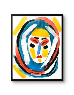 Arte acrílico audaz expresionismo facial abstracto moderno pintura original firmada Foto 1 de 4