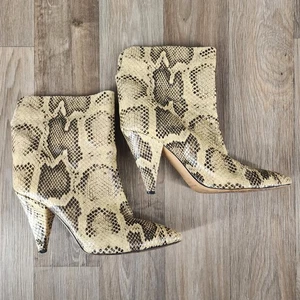 Isabel Marant Botines Cuero Estampado Serpiente Italia Italiano Talla 38 Pull On - Imagen 1 de 8