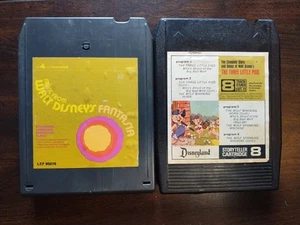  Lot of 2 Walt Disney 8-Tracks Three Little Pigs & Music From Fantasia Serviced - Picture 1 of 4
