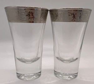 Set Of 6 Shoot Glasses With Silver Band Made In Italy 50 Ml Capacity New NIB - Picture 1 of 6