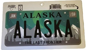 Alaska Nummernschild Aufkleber Aurora Nordlichter 5" x 2,5" Sticker - Bild 1 von 1