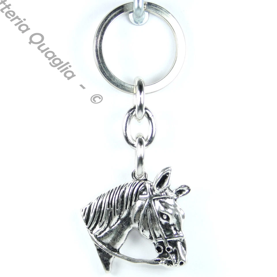Portachiavi Cavallo Equitazione Donna Uomo Auto Ciondolo Bomboniera Argento Tib - Immagine 1 di 1