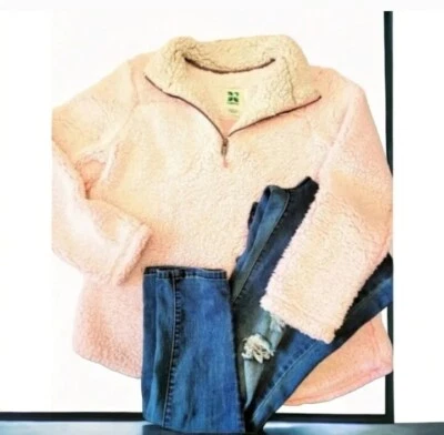 Sudadera Rosa Grande Con Bolsillos Por Té Verde Talla Grande Foto 1 de 4