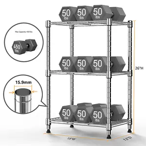 MZG 450 lbs 3-Tier Wire Shelving Rack Adjustable Shelf Commercial Garage Kitchen - Picture 1 of 7