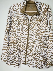 NEW Activology Women’s Light Jacket Tan White Zebra Stripe Plus Size 1x Spring - Picture 1 of 9