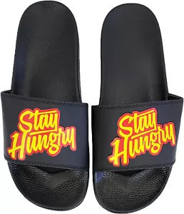 HERREN, STAY HUNGRY SLIDES SANDALE FLIP FLOPS HIP HOP LUSTIG, GRÖSSEN 8-13 - Bild 1 von 2