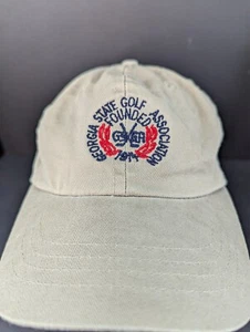 Georgia State Golf Association Embroidered Logo Men Brown Adj Strap Back Cap Hat - Picture 1 of 8