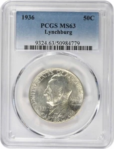 Lynchburg Commemorative Silver Half Dollar 1936 MS63 PCGS - Picture 1 of 2