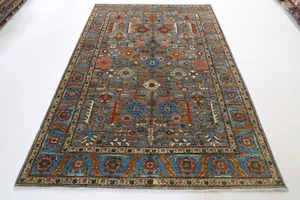 6 x 9 ft Oriental gray Area Rug Afghan Hand Knotted Veg dye Wool Living Room Rug - Picture 1 of 12