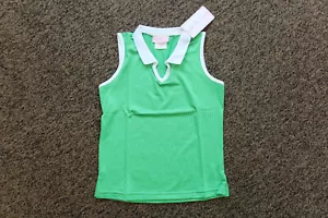 New Little Miss Tennis Girls Collared Tank Top Shirt - MEDIUM - Green - Picture 1 of 3