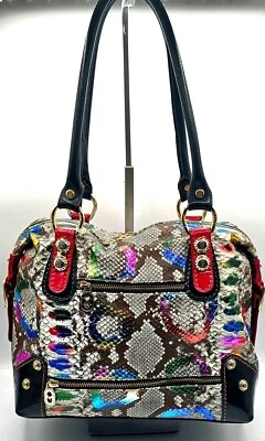 Bolso Bandolera Marino Orlandi Arco Iris Pitón Colores Pintados a Mano con Certificado de Autenticidad *Modelo Raro* Foto 1 de 4