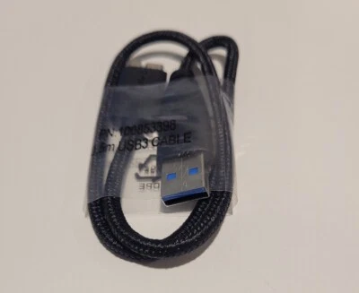 Seagate Genuine Black Nylon Braided USB to USB 3.0 Cable appx. 19"/ 0.5m NEW - Image 1 of 3