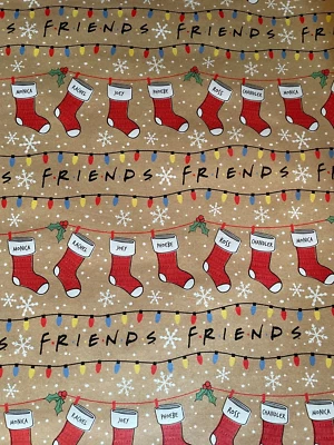 FRIENDS TV Show Christmas Chandler Gift Wrapping Paper 2 Yards FOLDED Decoupage - Image 1 of 2