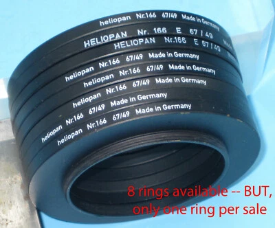 HELIOPAN Step Up Ring 49mm - 67mm Filter Ring Adapter #166, 49 67 H15 - Image 1 of 3