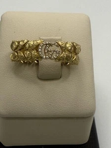 18k Yellow gold with Diamond Gucci flora GG Ring Size 6.5 - Picture 1 of 6