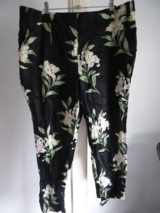 Black Green Flower Trousers ...... ROCKMANS ...... Size 18 #M0325 - Picture 1 of 4