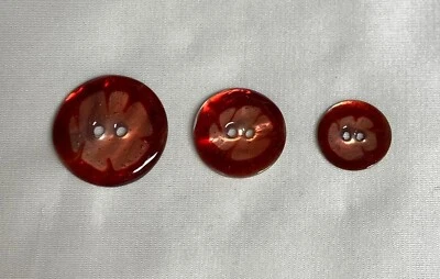 Italian Dyed Red Natural Shell MOP Pearl Button (3 Sizes to Choose From) - Image 1 of 4