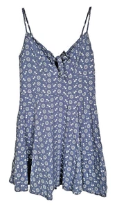 Trixxi Junior's Mini Dress Sleeveless Lined Front Knot 100% Cotton Size M Blue - Picture 1 of 9