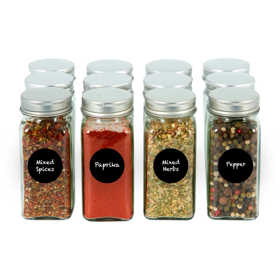 ZENO Spice Jars Set with Shaker Lids - 12Pcs (ZNGSJS1)