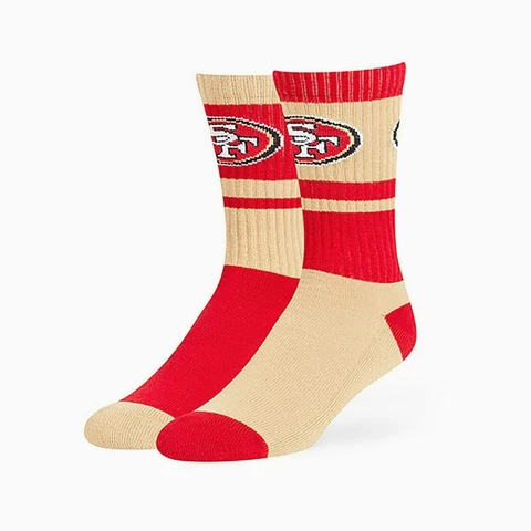 SAN FRANCISCO 49ERS CREW SOCKS MIS-MATCH STYLE 2 COLORS SOCKS-SIZE MEDIUM NEW Cover