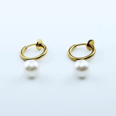 Ausverkauf! 2 Paar Anschnallen Gold Silber Pearl Kristall Reifen Ohrringe, Girl - Bild 1 von 4