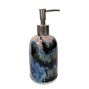 Handcrafted Pottery Soap Dispenser Artist Signed Multicolor Liscom Hill Pottery - Picture 1 of 13