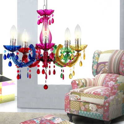 Lampadario A Soffitto Lampada A Pendolo Cristallo Colorato 128x44cm - Immagine 1 di 4