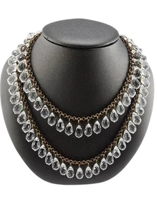 Beautiful Faceted Crystal Double Strand Dangle Bib Necklace (A8758) - Picture 1 of 7