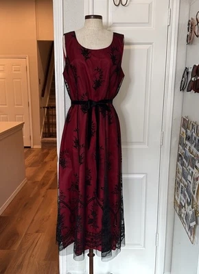 Coldwater Creek Whimsigoth Mesh Overlay Velvet Details Vintage Y2k MIDI Dress  - Изображение 1 из 4