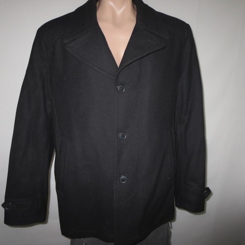 Cappotto Michael Kors nero GRANDE Pea cappotto lana pesante freddo isolato bottoni