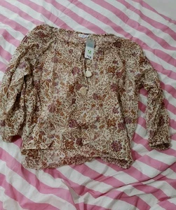 Boho Top 100% Cotton Size M 12-14 16 - Picture 1 of 6