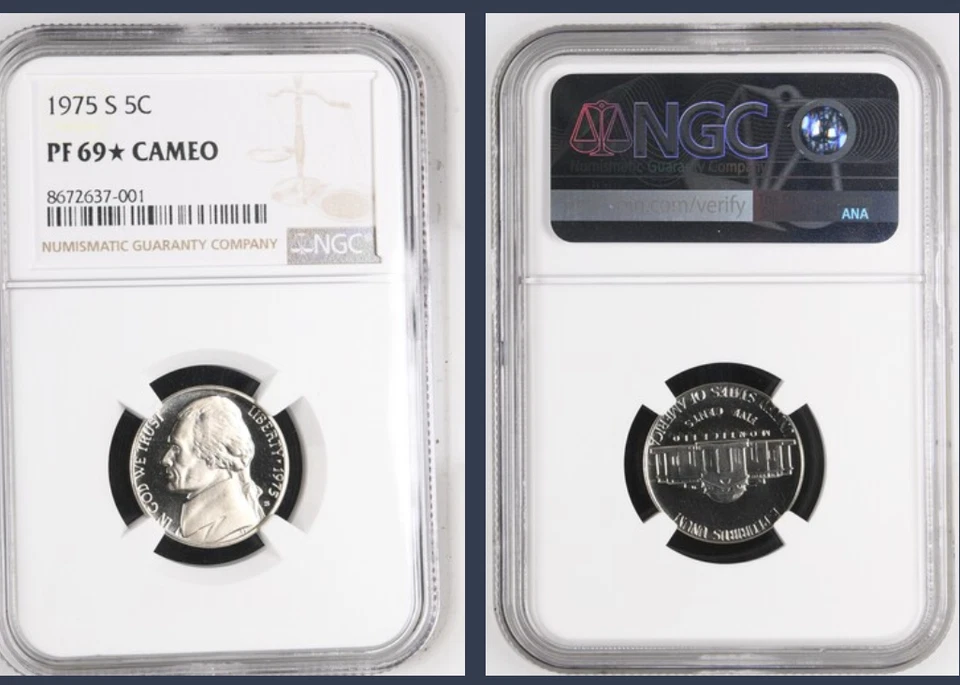 1975-S 5C JEFFERSON NGC PF69* Nickel Proof Coin. - Image 1 of 1