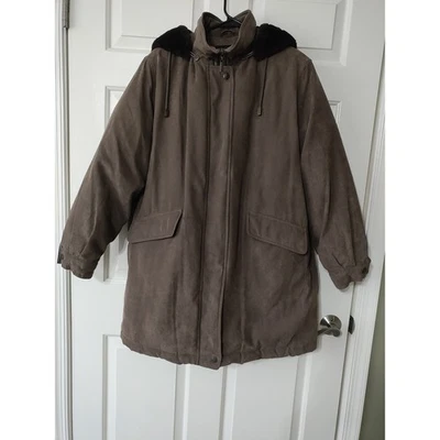 Abrigo chaqueta acolchada vintage Bromley Sport plumón real con capucha adulto talla grande marrón Foto 1 de 4