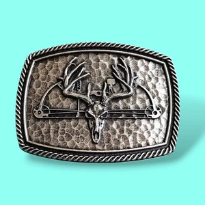 Montana Silversmiths Bow Hunting Elk Skull Metal Belt Buckle - Picture 1 of 7