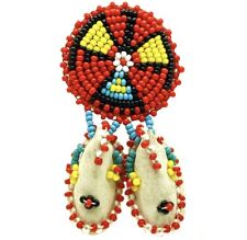 Thunderbird Moccasin Southwestern Drop Brooch Pin Colorful Native Beaded Vintage